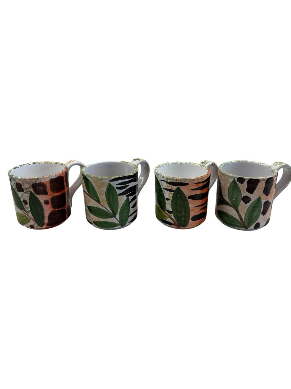 Bellini Warnecke Italy Safari Animal Print Mug Set Zebra Tiger Giraffe Cheetah
